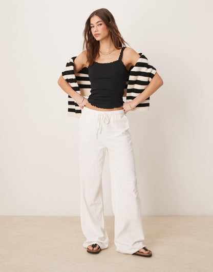 Linen Look Pull On Trouser