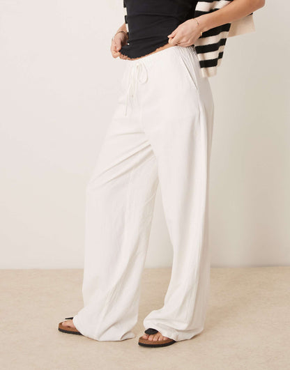 Linen Look Pull On Trouser