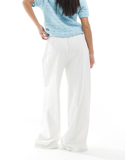 Petite Linen Look Pull On Trouser