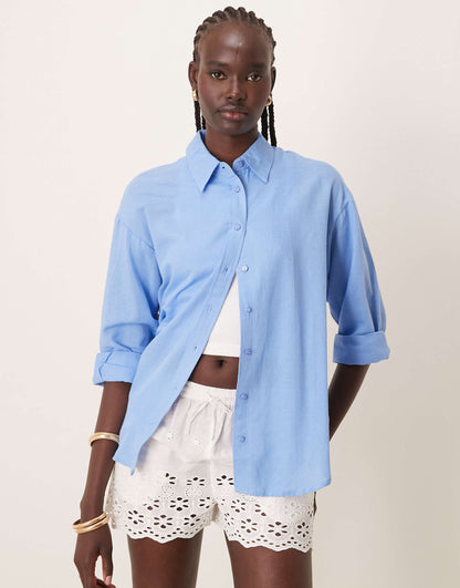 Relaxed Fit Linen Look Shirt