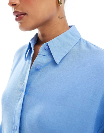 Relaxed Fit Linen Look Shirt