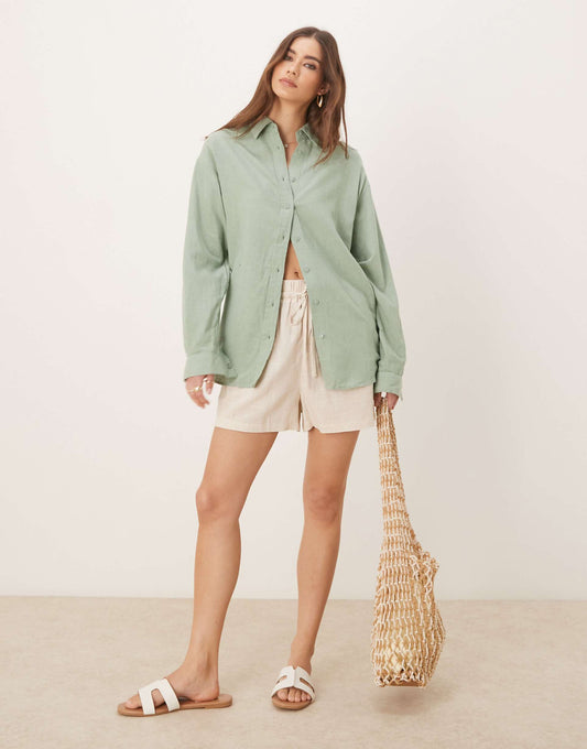 Relaxed Fit Linen Look Shirt