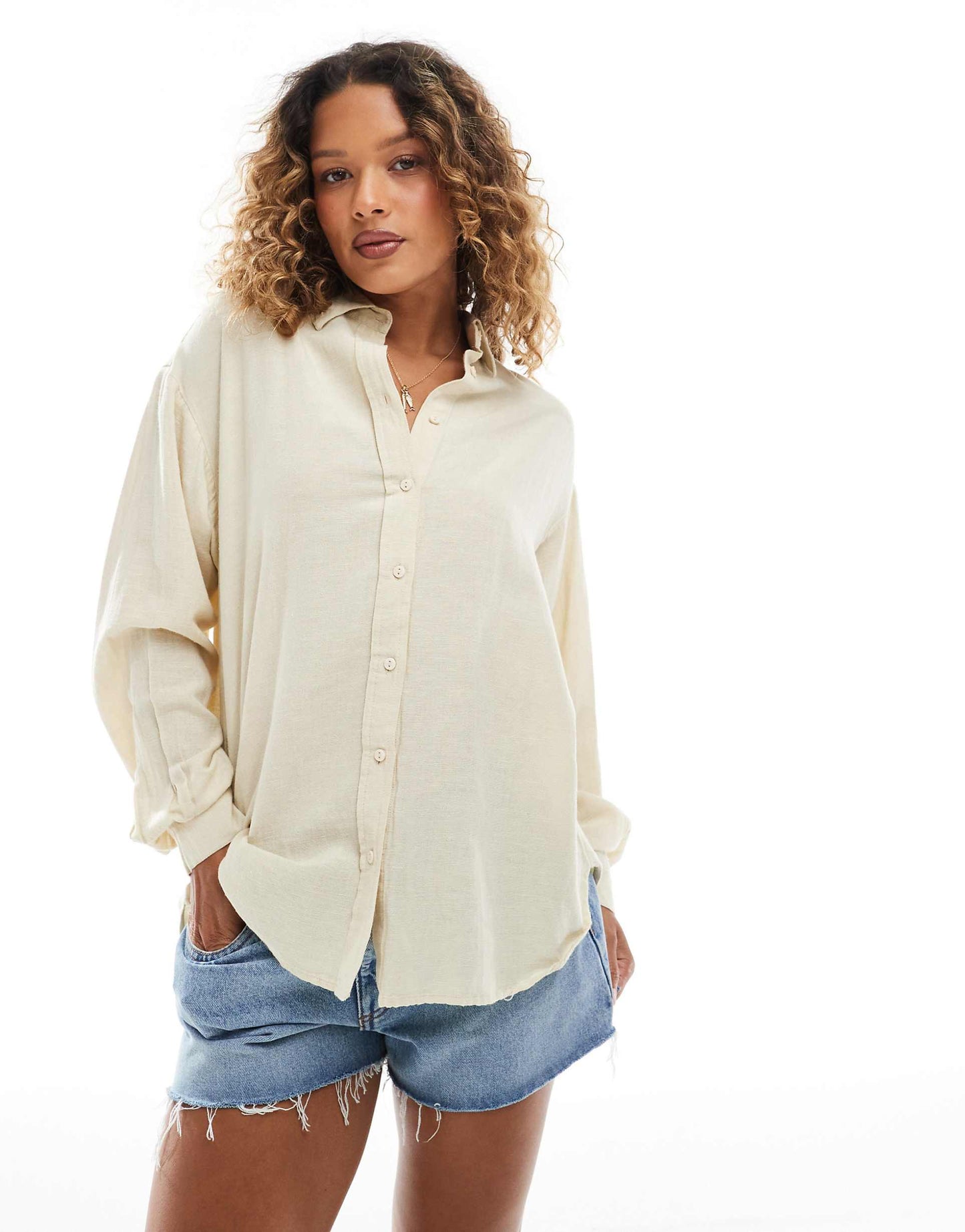 Relaxed Fit Linen Look Shirt