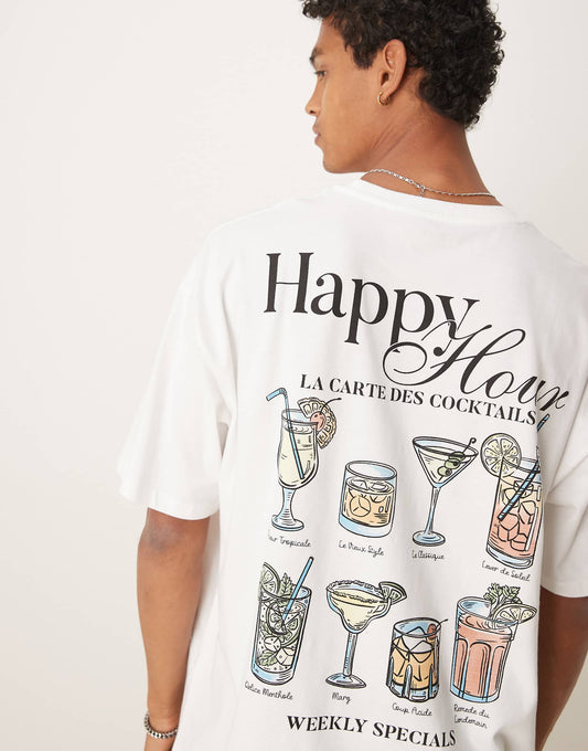Oversized T-Shirt With Drinks Graphic