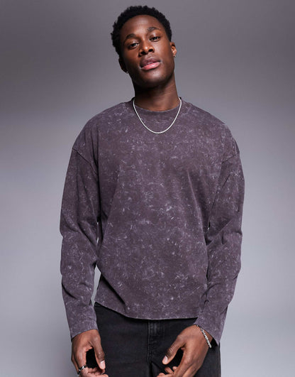 Oversized Boxy Long Sleeve Washed T-Shirt