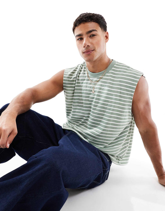 Oversized Boxy Striped Tank