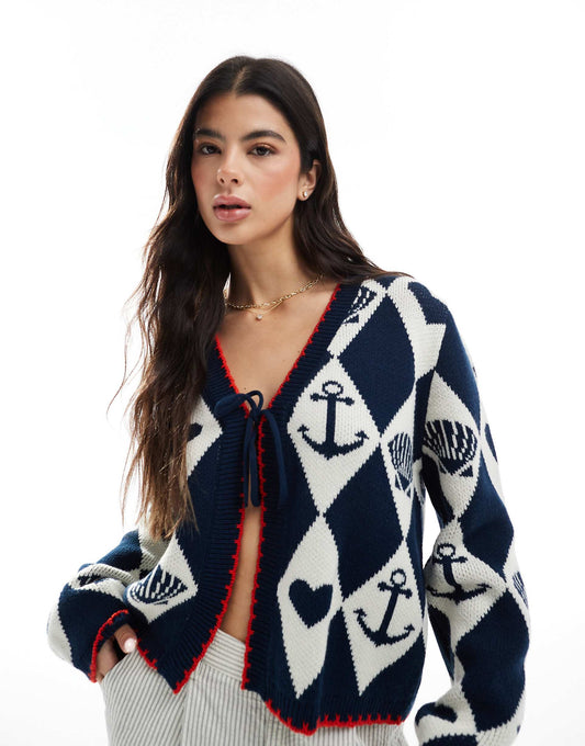 Nautical Jacquard Cardigan