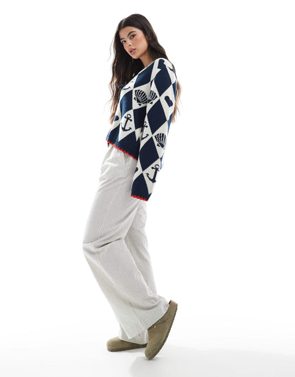 Nautical Jacquard Cardigan
