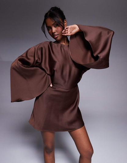 Structured Batwing Playsuit With Skort Detail