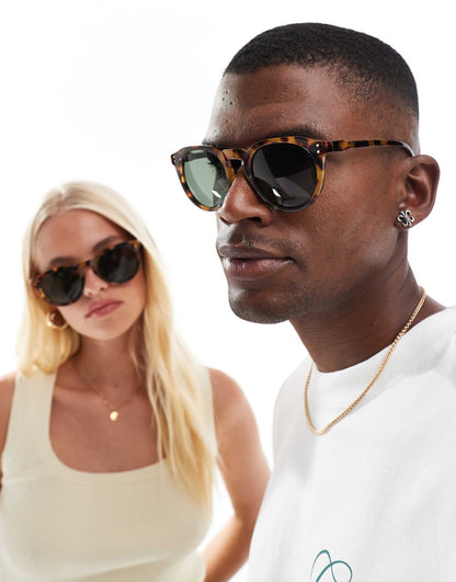 Nucleus Round Sunglasses With Green Lens