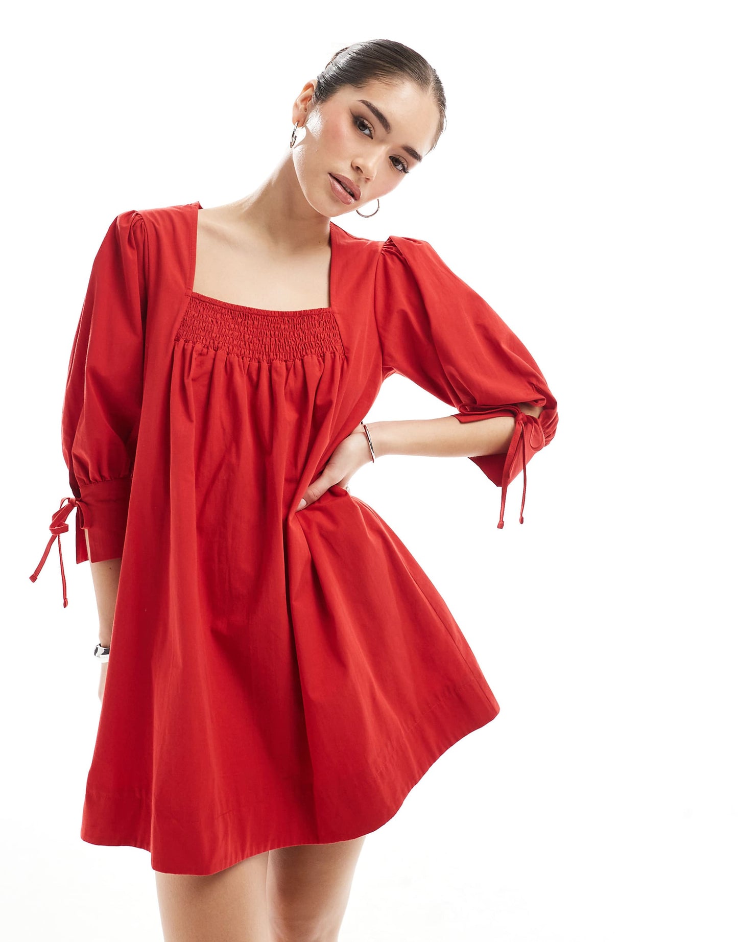 Poplin Smock Babydoll Mini Dress