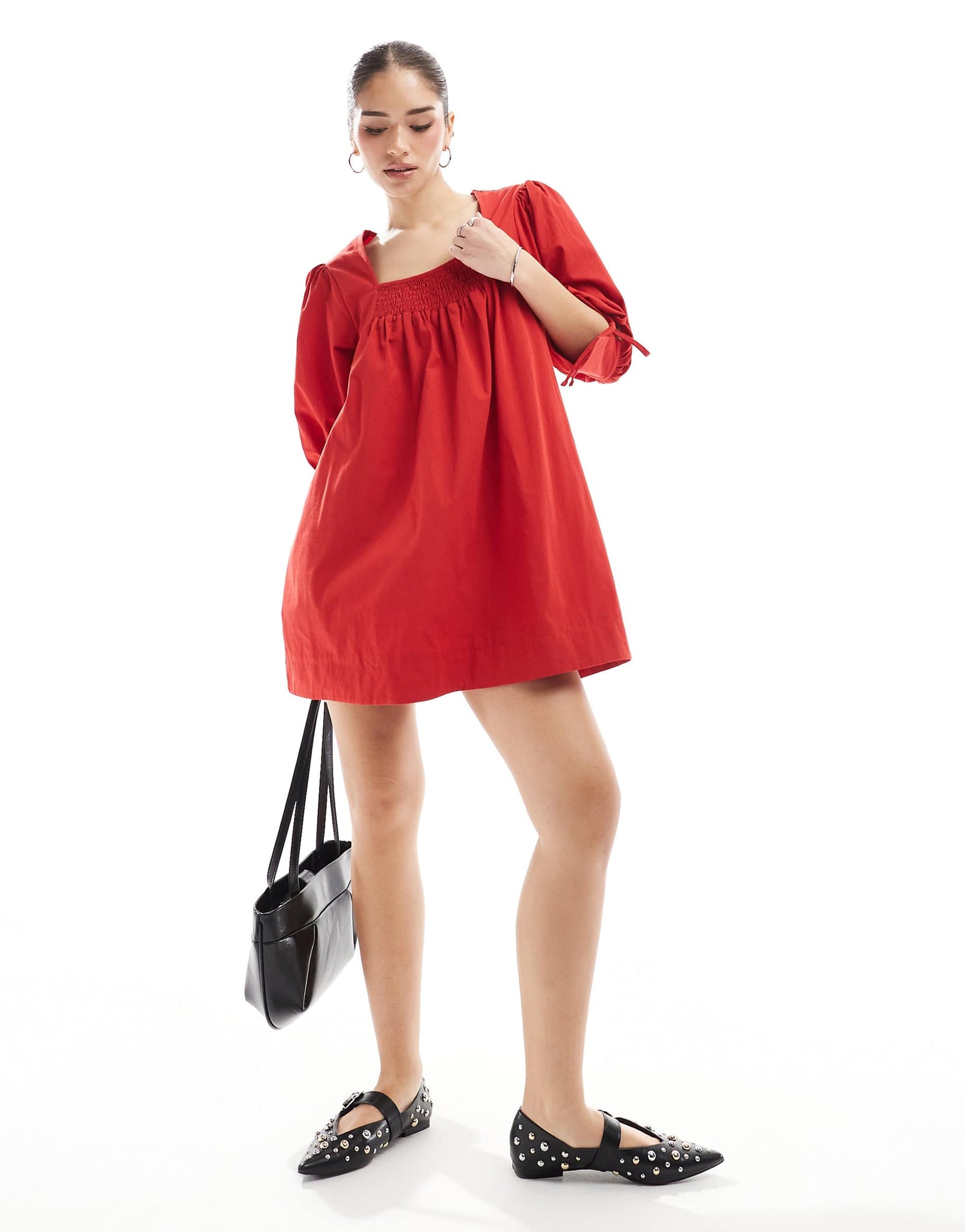 Poplin Smock Babydoll Mini Dress