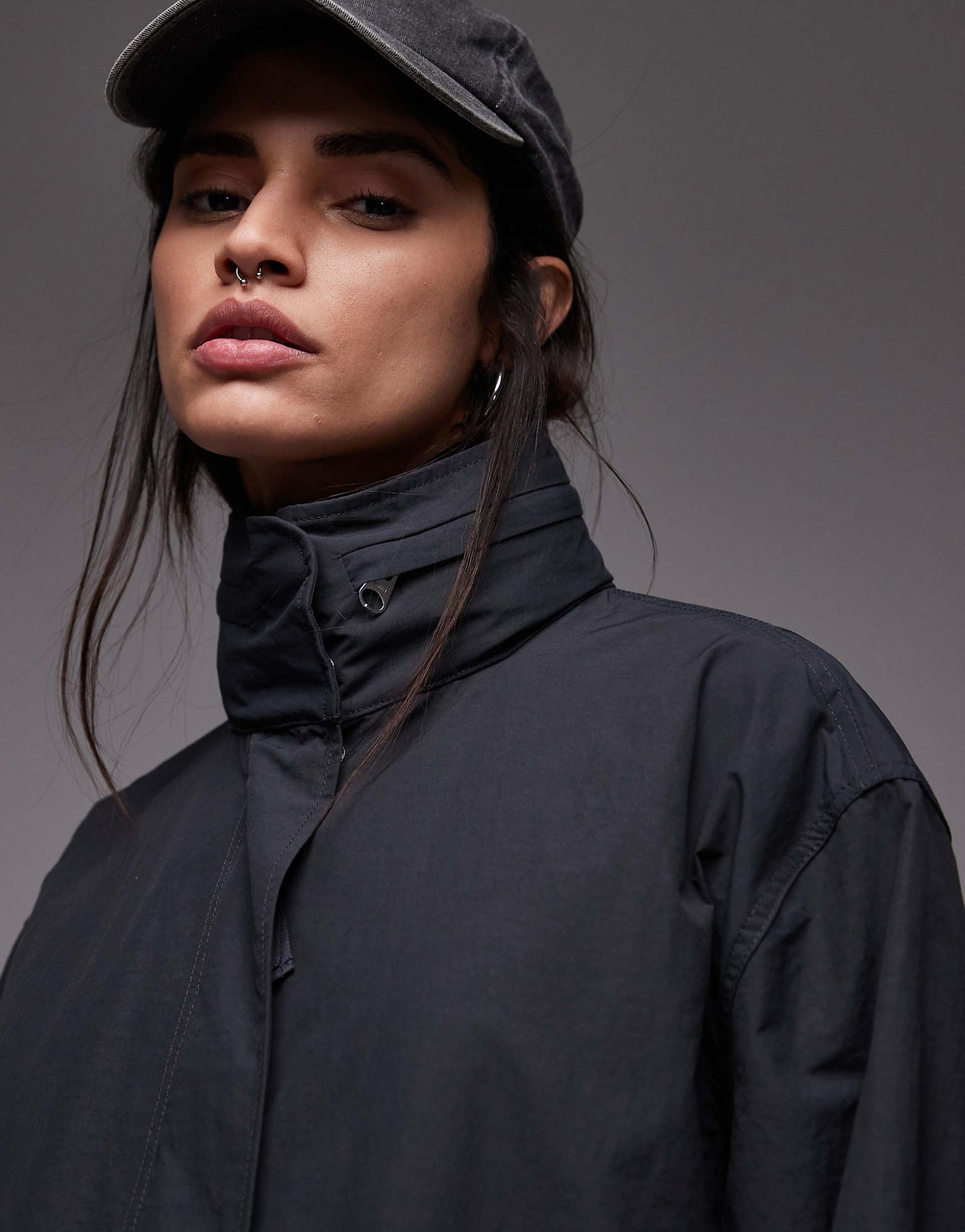 Lightweight Coated  Longline Parka With Foldaway Hood