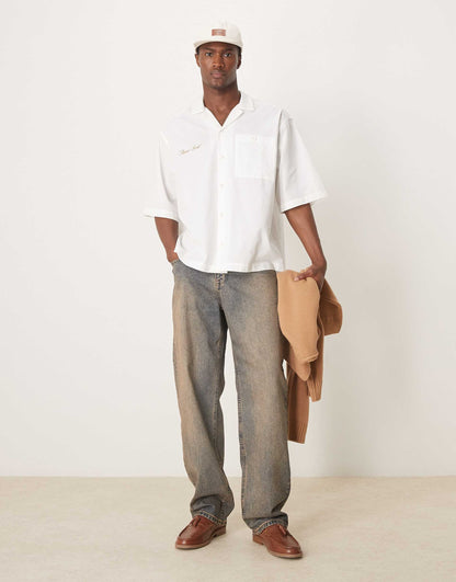 Oversized Boxy Shirt With Embroidery