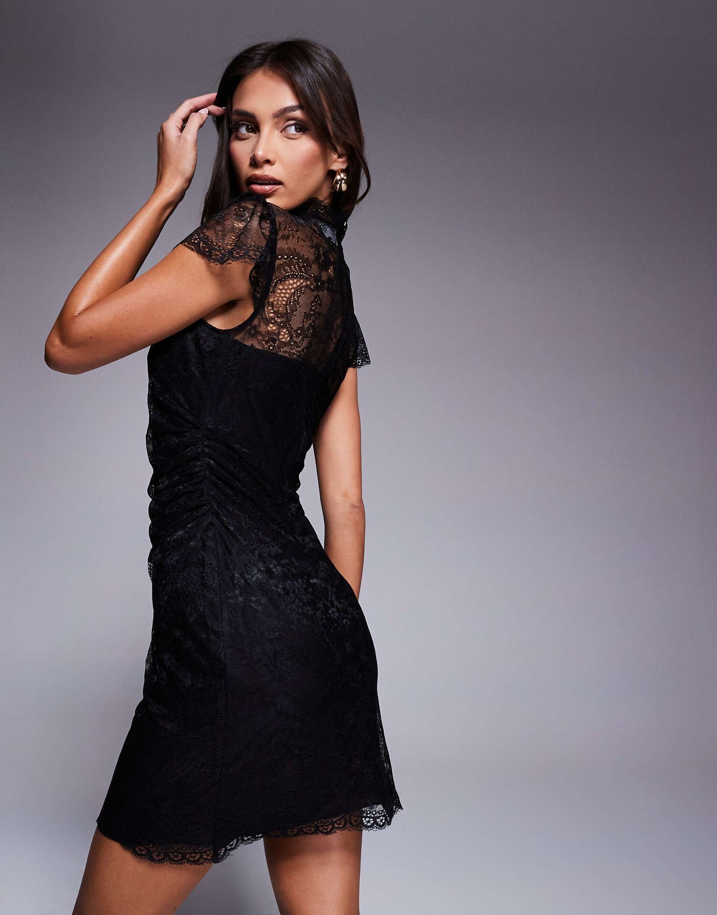 Flutter Sleeve Lace Mini Dress