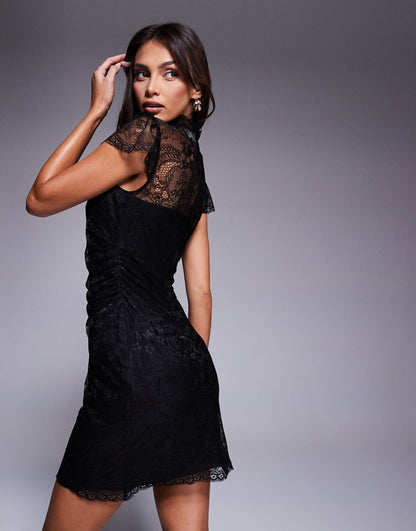 Flutter Sleeve Lace Mini Dress
