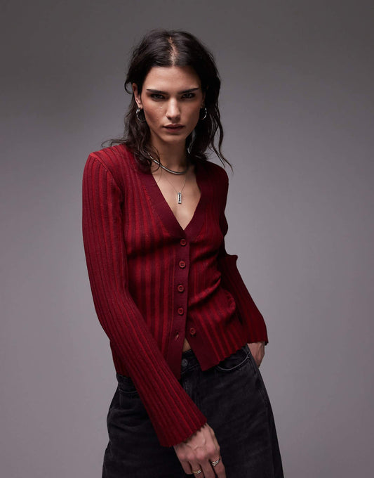 Plated Knit Cardigan