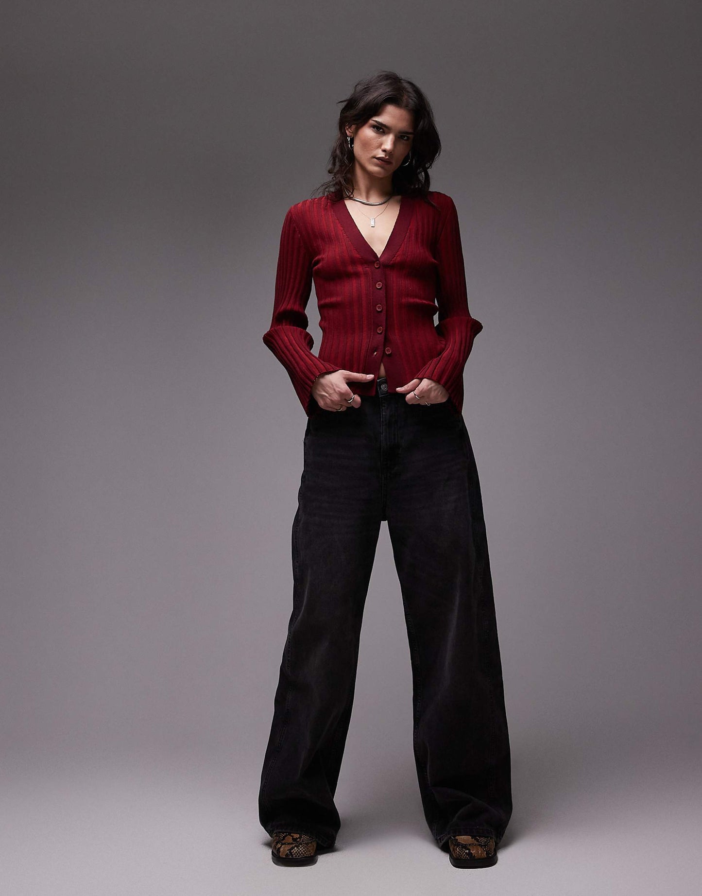 Plated Knit Cardigan
