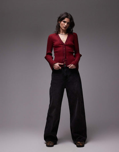 Plated Knit Cardigan