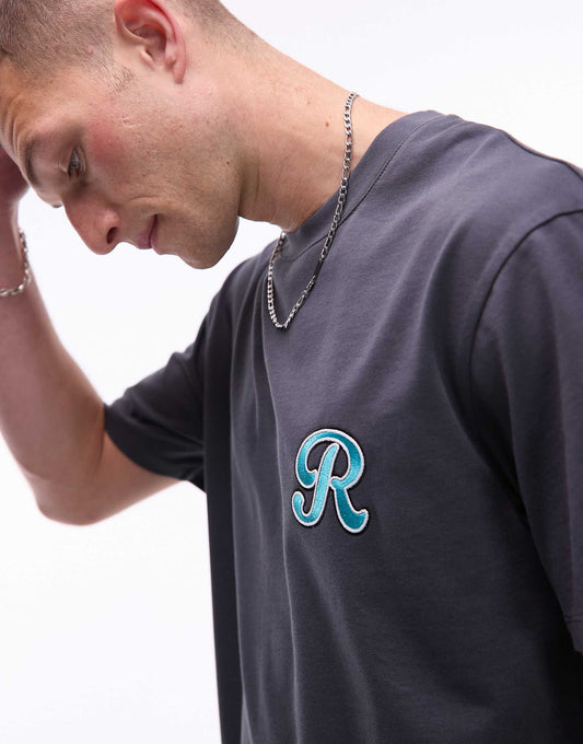 Heavyweight Oversized Fit T-Shirt With Letter Chenille Embroidery