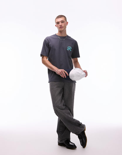 Heavyweight Oversized Fit T-Shirt With Letter Chenille Embroidery