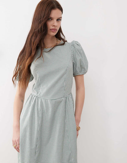 Midi Smock Dress With Bow Tie Back