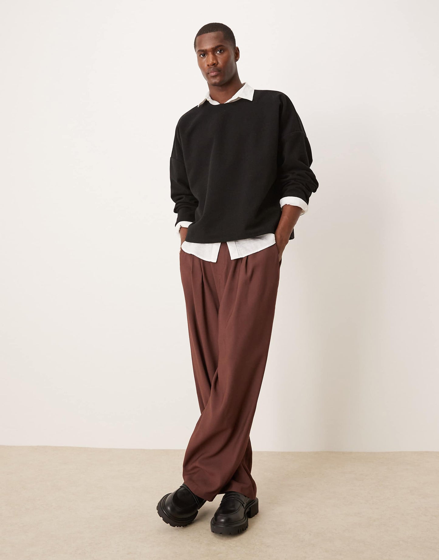 Wide Leg Smart Trousers With Elasticated Back And Double Pleat