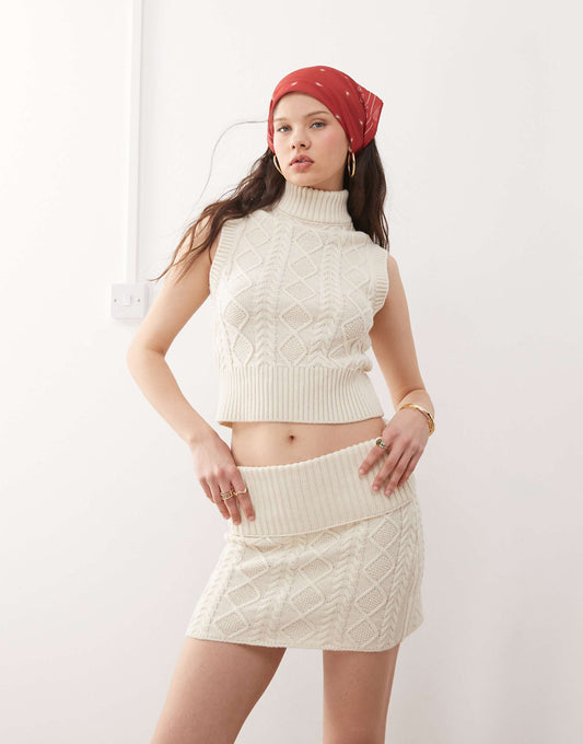 Cable Knit Mini Skirt Co-Ord