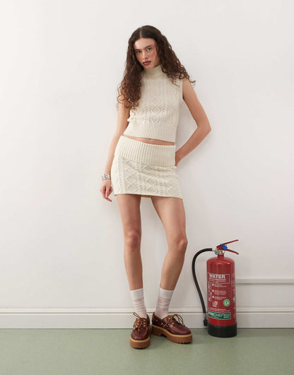 Cable Knit Mini Skirt Co-Ord