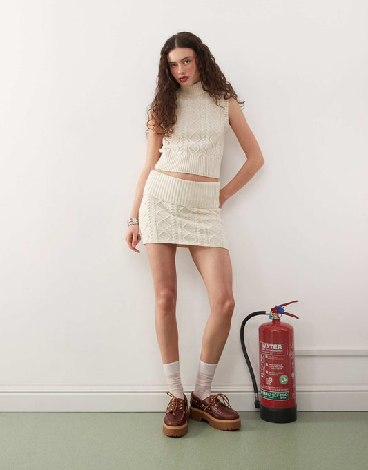 Cable Knit Mini Skirt Co-Ord