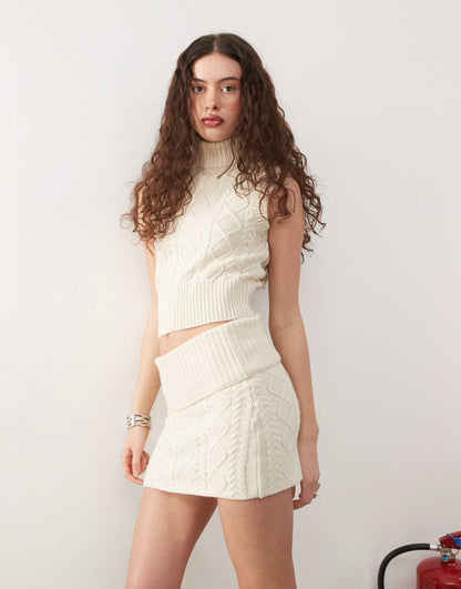 Cable Knit Mini Skirt Co-Ord