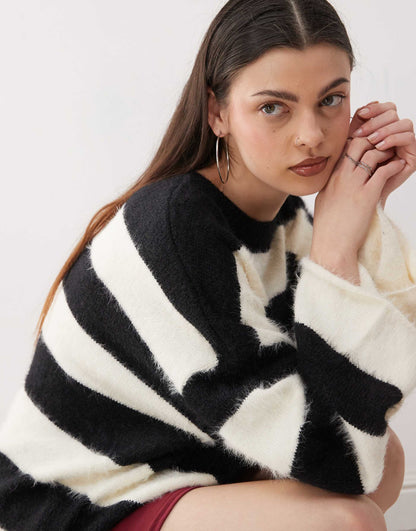 Daya Striped Fluffy Jumper