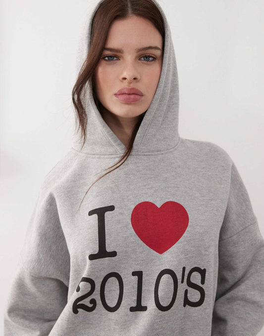 Oversized I Heart 2010'S Graphic Hoodie Co-Ord