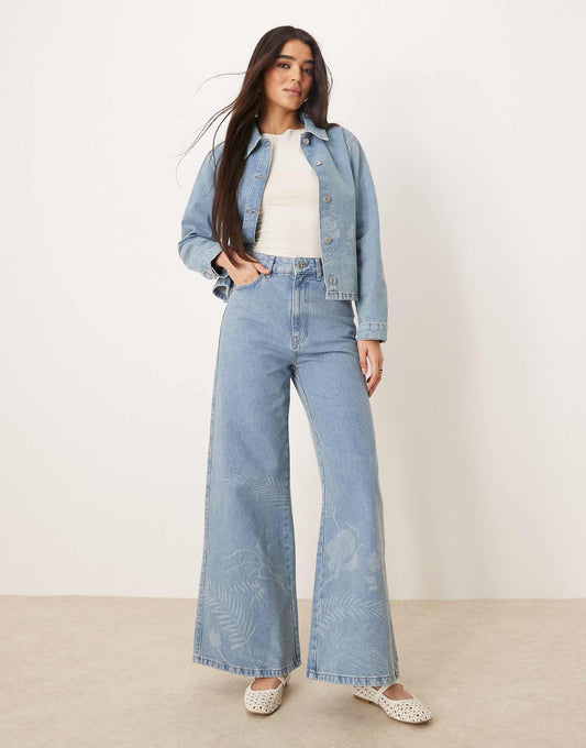 Flared 70'S Jean With Wildflower Laser Design