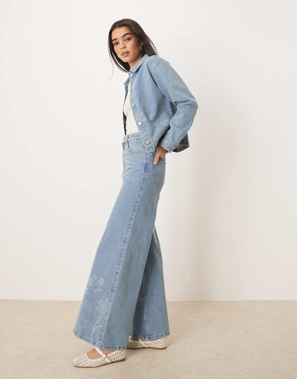 Flared 70'S Jean With Wildflower Laser Design