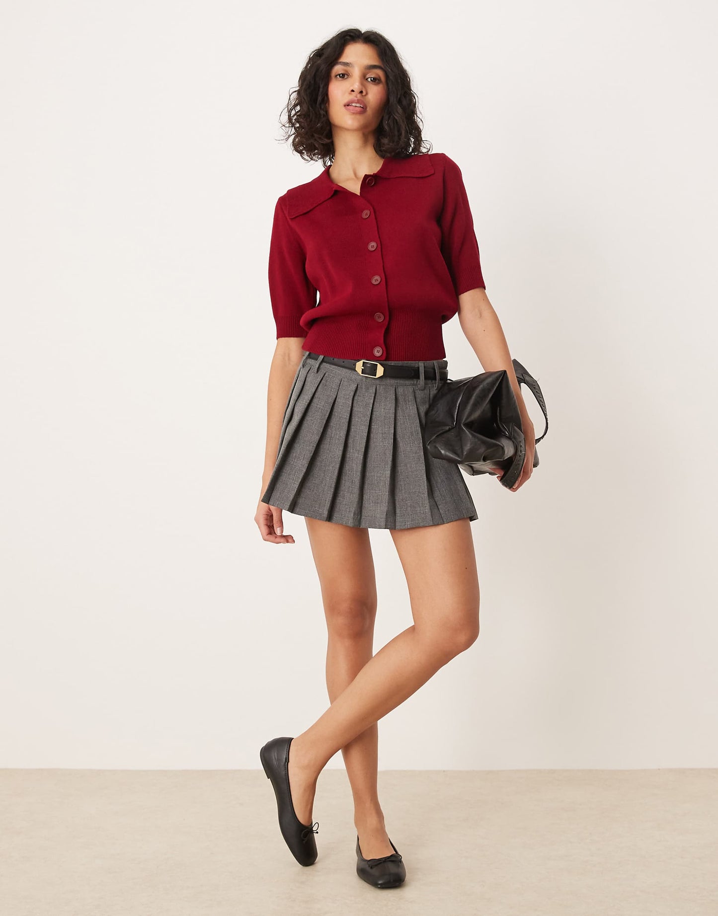 Knitted Structured Polo Shirt Cardigan