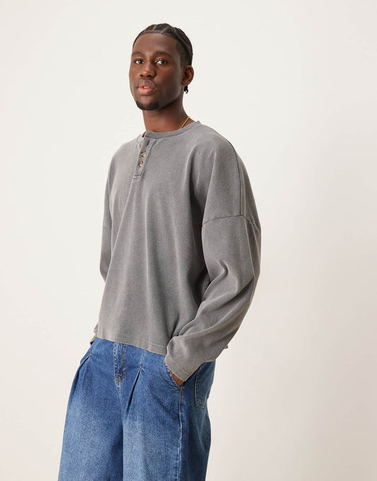 Cropped Super Overvised Rib Henley