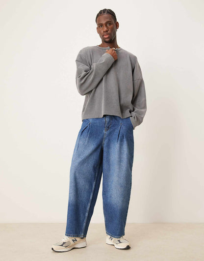 Cropped Super Overvised Rib Henley