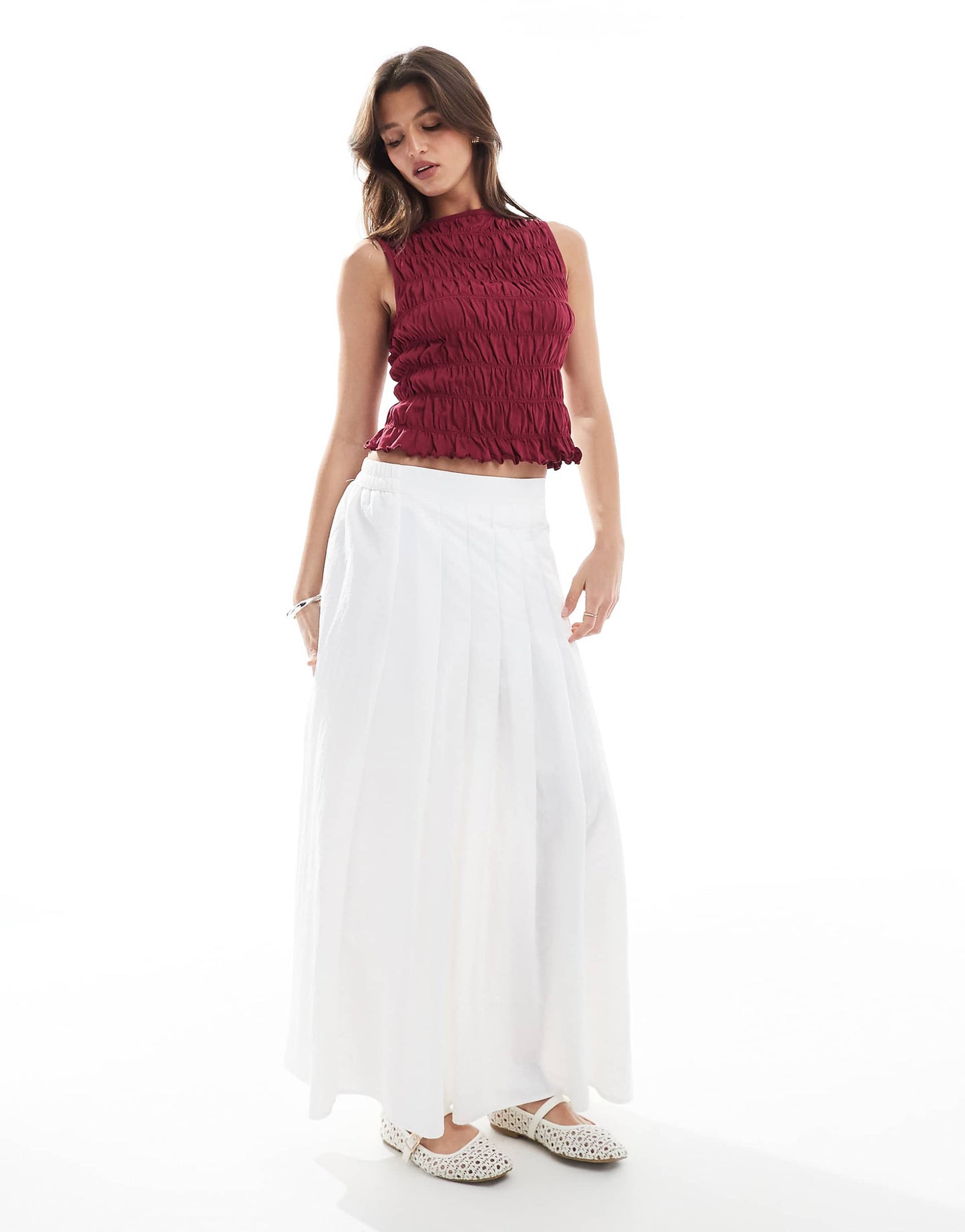 Pleated Full Midi Skirt