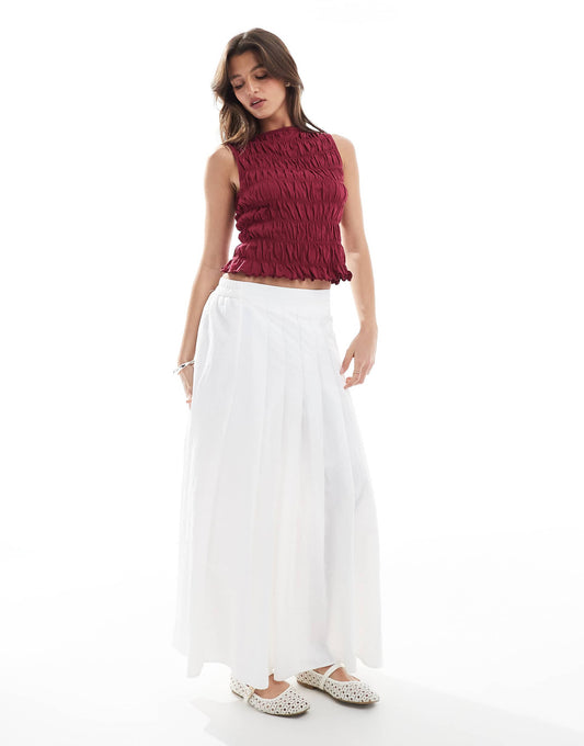 Pleated Full Midi Skirt