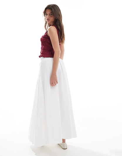 Pleated Full Midi Skirt