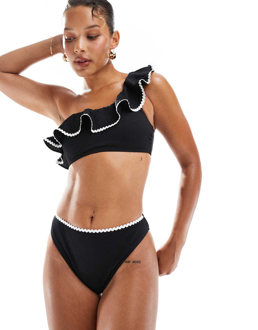 One Shoulder Blanket Stitch Bikini Bottoms