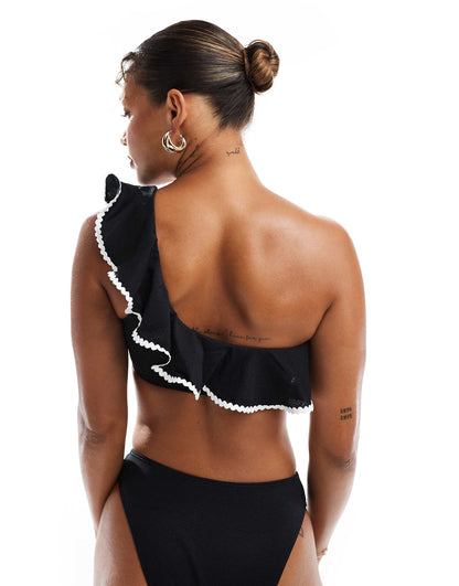 One Shoulder Blanket Stitch Bikini Top