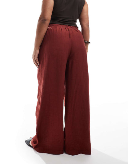Curve Wide Leg Crinkle Trousers