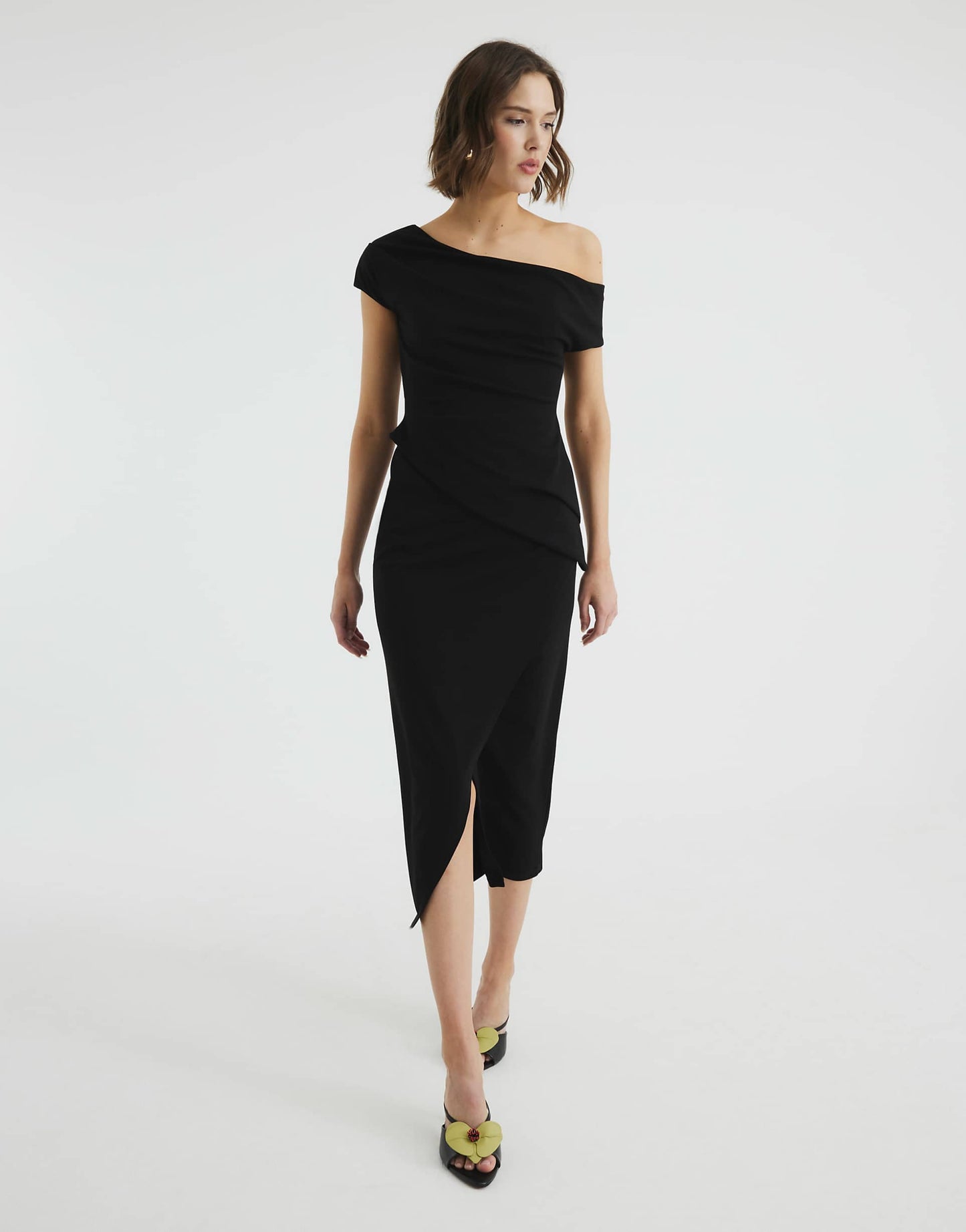 Off Shoulder Layered Midi Dress
