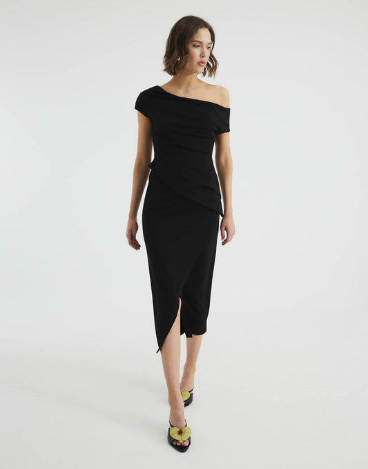 Off Shoulder Layered Midi Dress