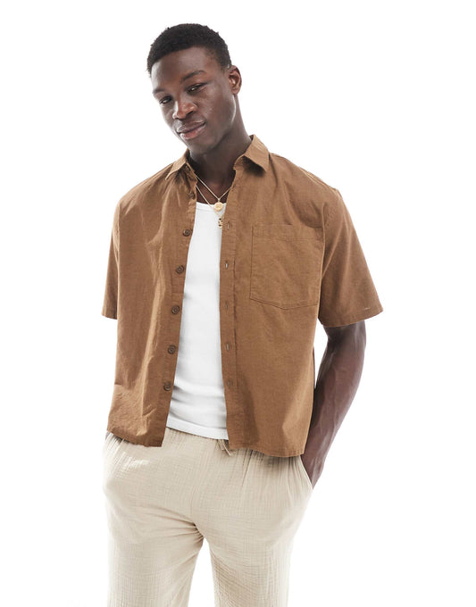 Boxy Fit Linen Mix Shirt