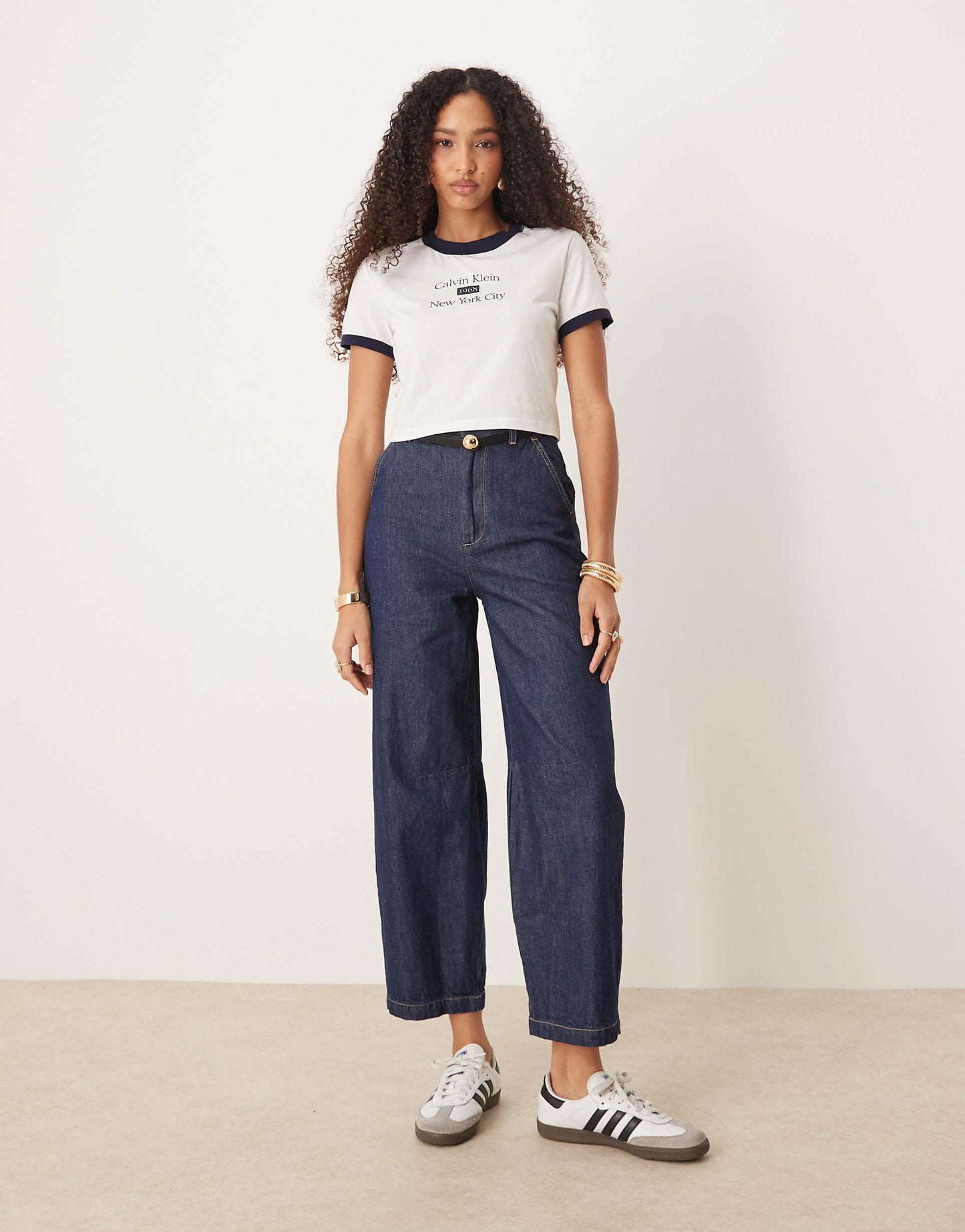 Denim Arch Leg Trousers