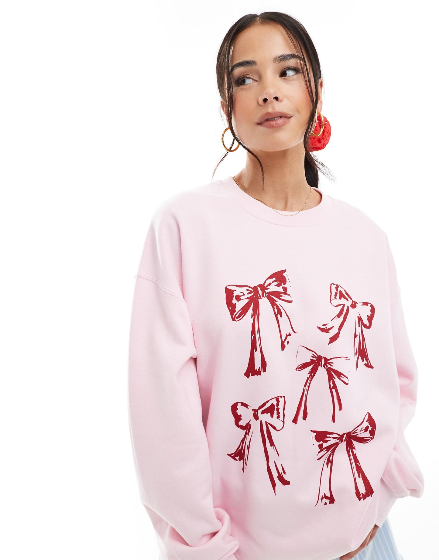 Bow Print Oversized Sweatshirt