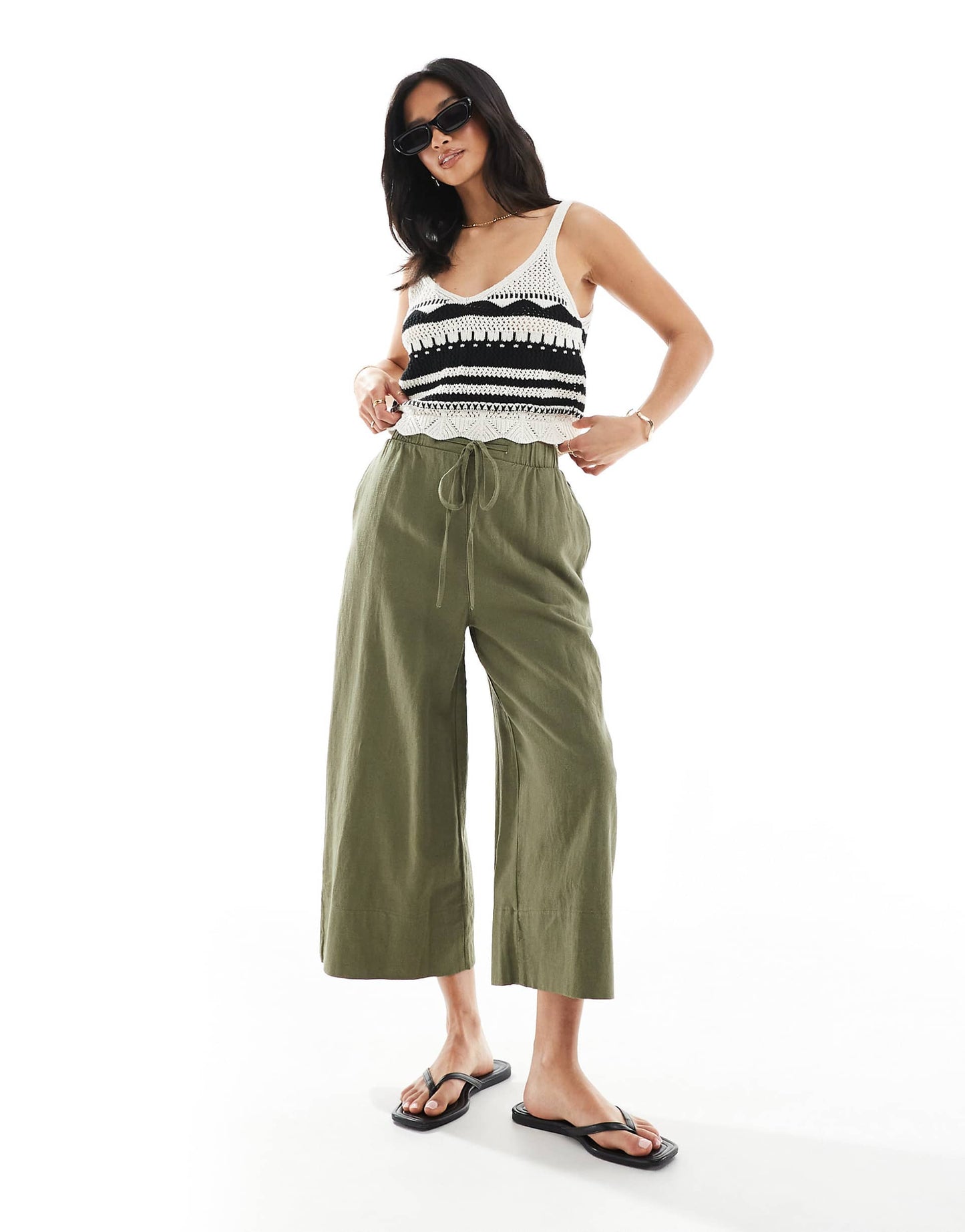 Petite Cropped Linen Trousers